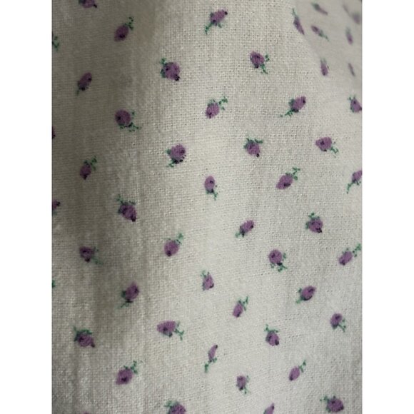 Vintage 80s Purple Roses Flannel Long Sleeve Cottagecore Prairie Nightgown Large - Picture 6 of 15